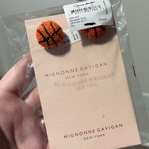 Mignonne Gavigan Orange Basketball Stud Earrings